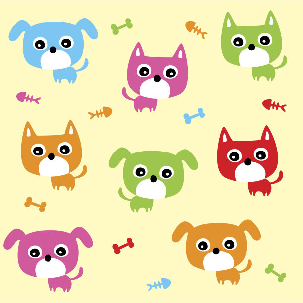 可爱的小狗狗和小猫墙纸图片下载