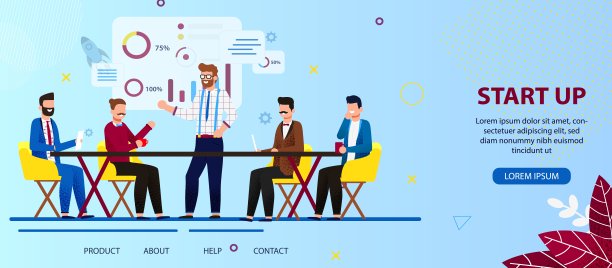 商务人员团队致力于启动技术。图片下载