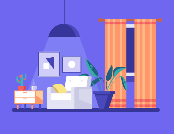 温馨的客厅目录照片广告概念。矢量平面卡通图形设计插图图片下载