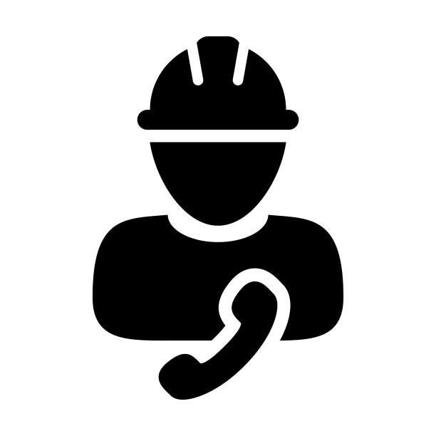 信息图标矢量男性建筑工人个人资料头像与电话和安全帽的象形文字图片下载