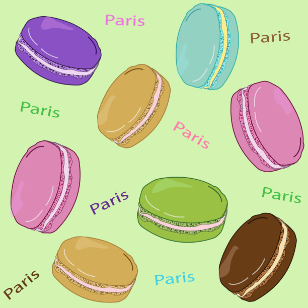 马卡龙的图案。平面设计。图片下载