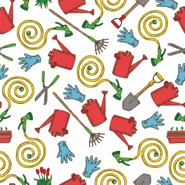 无缝模式与园艺工具图片下载