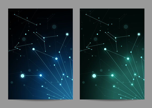 宣传册模板版式设计。抽象的几何背景与连接的线和点图片下载