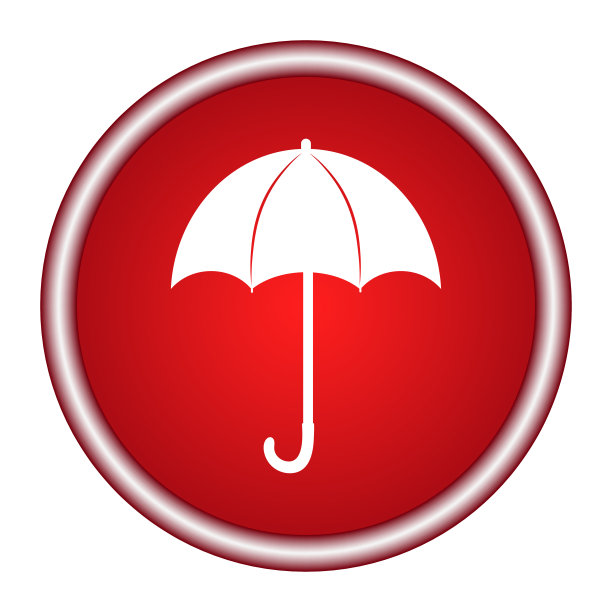 伞红色图标矢量平面设计。图片下载