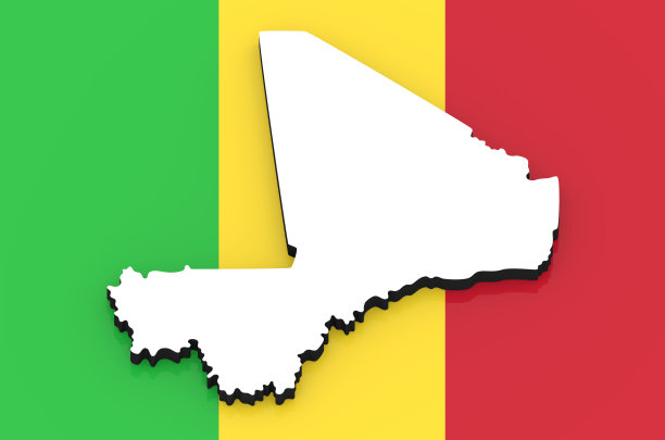 马里国旗上的3D地图图片下载