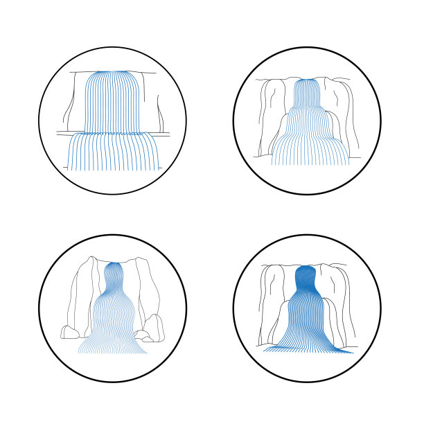 瀑布瀑布的插图向量集图片下载