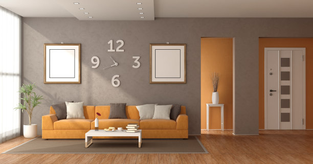 有前门背景的客厅图片下载