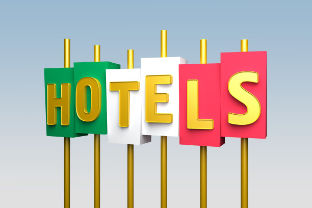 用意大利国旗的立方体作为旅馆的招牌图片下载