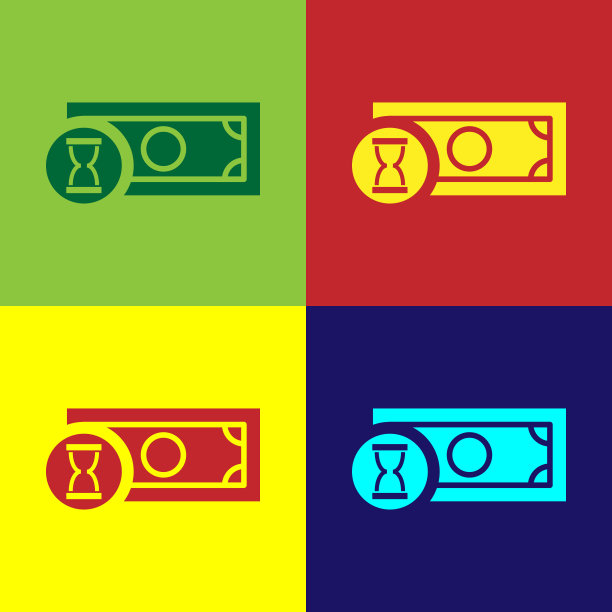 彩色快速支付图标孤立的颜色背景。快速转账支付。金融服务，快速贷款，时间就是金钱，现金返还的理念。矢量图图片下载