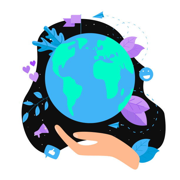 日地球矢量平面插图。理念拯救地球和环境素材图片