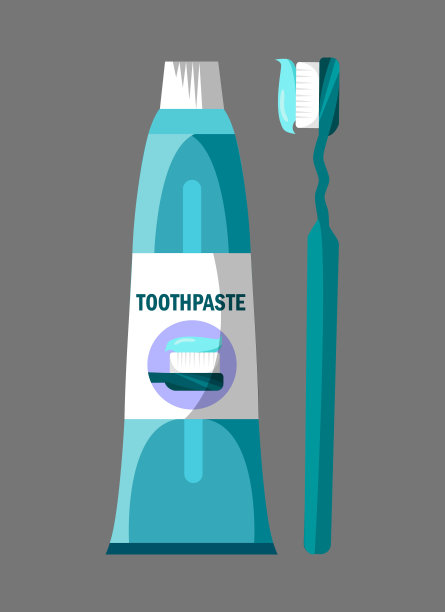 牙齿刷牙工具平面矢量插图图片下载