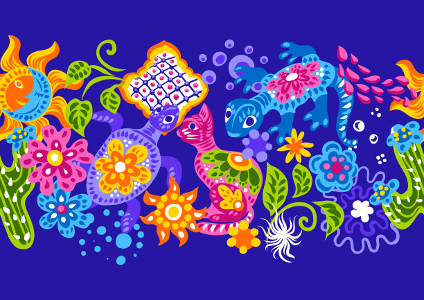 墨西哥图案与可爱天真的艺术项目。图片下载