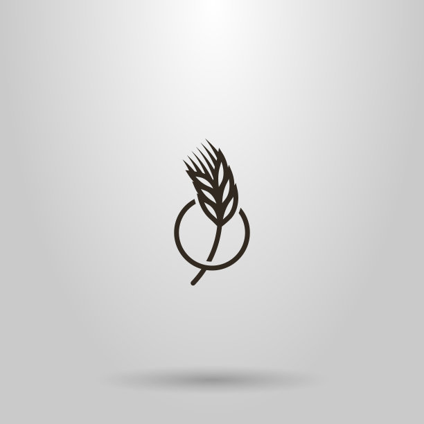 矢量线艺术标志的小麦小穗在一个圆形的框架图片下载