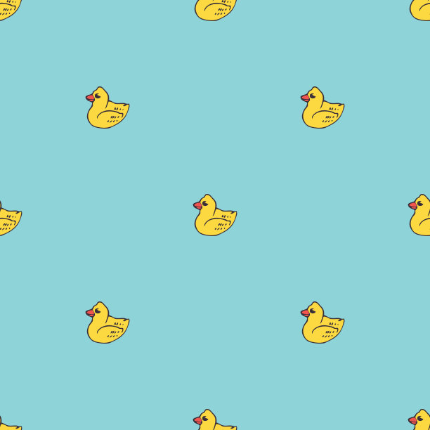 黄橡皮鸭无缝图案图片下载