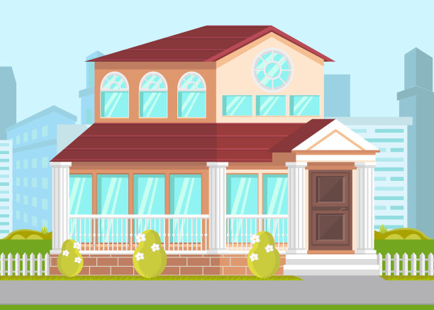 政府建筑立面矢量图图片下载