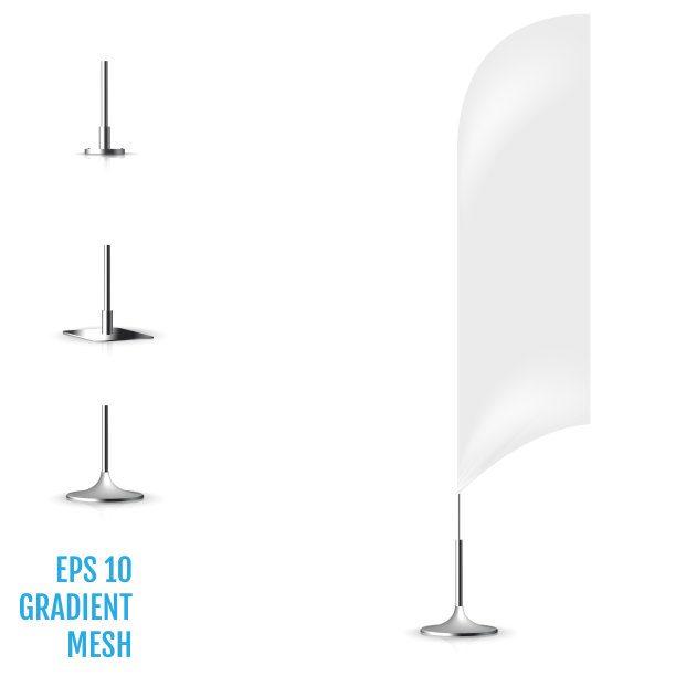 逼真的白色旗帜3d模型。图片下载