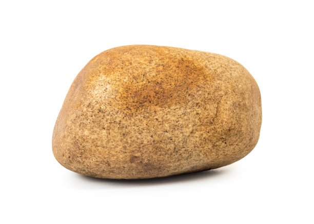 棕色的石头孤立在白色背景上。用于小路装饰的园林石材。(剪切路径)图片下载