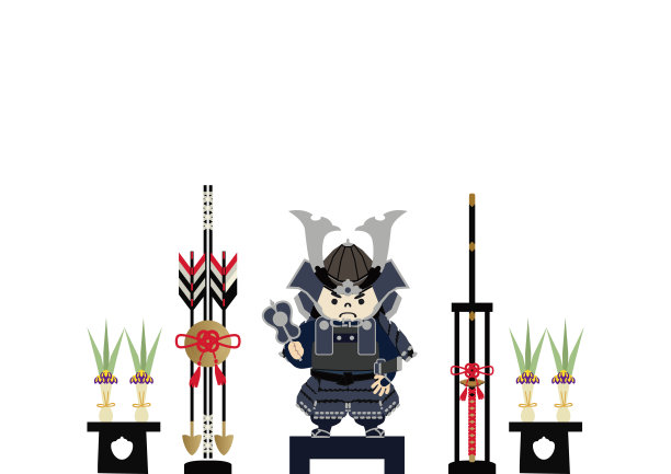 日本节日插画。季节性的节日。五一节的形象。象征着日本初夏的事件。五月节的护身符娃娃。图片下载