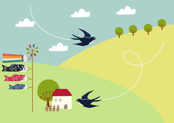 鲤鱼拖纹插图。在日本是五月的象征。象征着日本初夏的事件。日本节日插画。季节性的节日。五一节的形象。图片下载