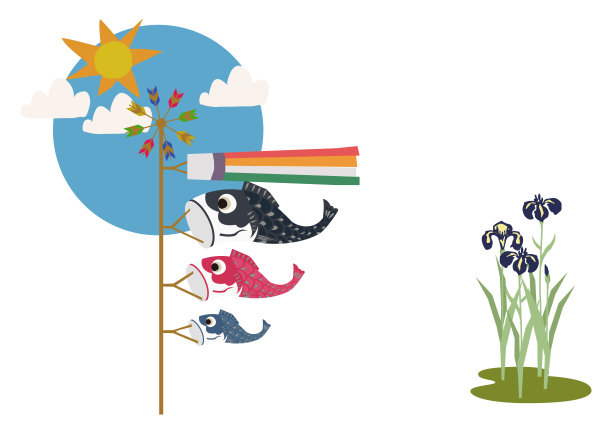 鲤鱼拖纹插图。在日本是五月的象征。象征着日本初夏的事件。日本节日插画。季节性的节日。五一节的形象。图片下载