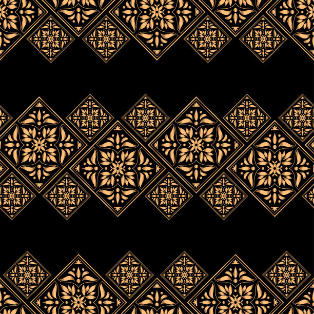 金色瓷砖皇家无缝图案奢华背景矢量素材，适用于圣诞包装纸等图片下载