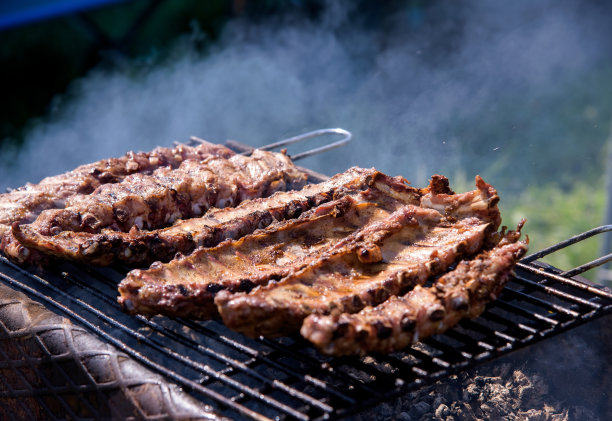夏天烧烤的热烤排骨图片下载
