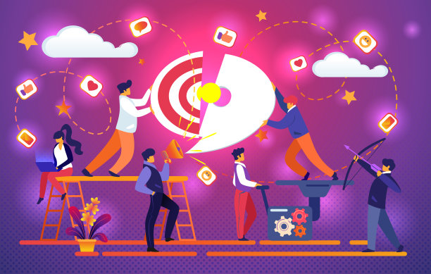 办公室团队一起工作设置目标拼图。图片下载