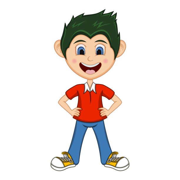 男孩把他的手放在他的臀部卡通向量图片下载