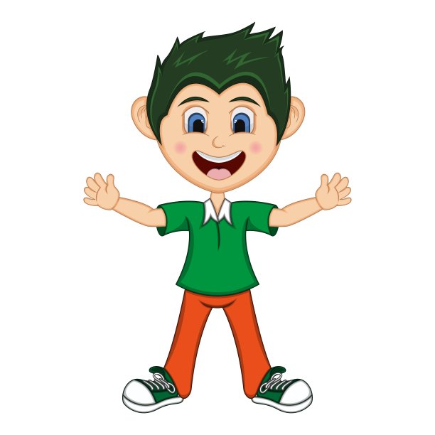 男孩举起他的手，卡通向量图片下载