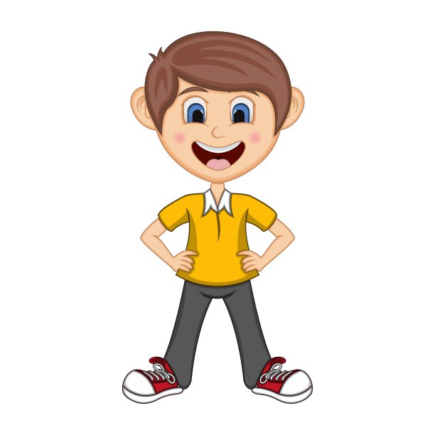 男孩把他的手放在他的臀部卡通向量图片下载