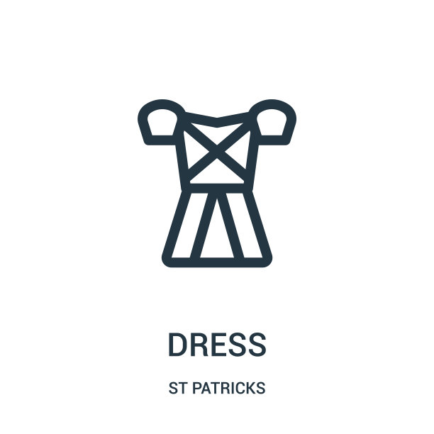 服装图标向量从圣帕特里克收集。细线连衣裙轮廓图标矢量插图。线性符号用于网络和移动应用程序，标志，印刷媒体。图片下载