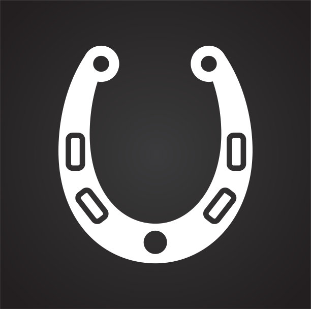 在图形和网页设计的背景上的马蹄图标。简单的矢量信号。网站按钮或手机应用的互联网概念符号。图片下载