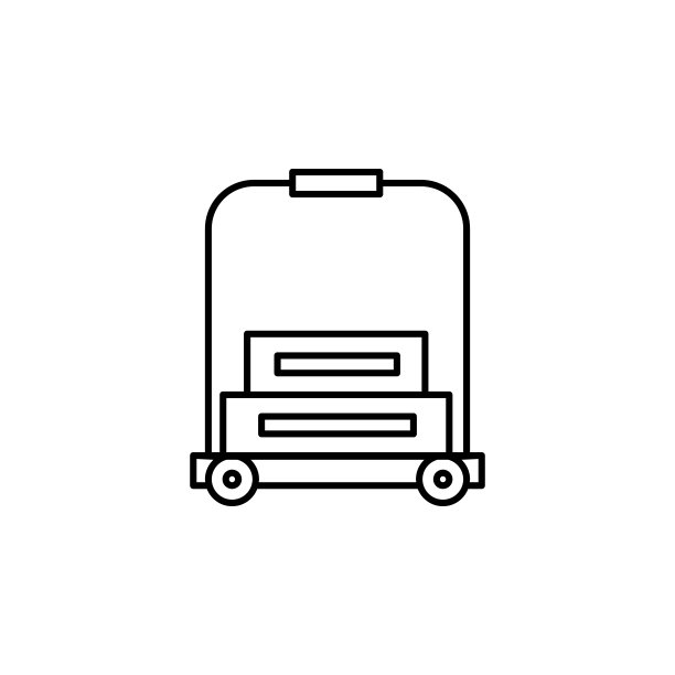 带有行李箱图标的手推车。旅游插画元素。符号和符号可以用于网页，标志，手机应用程序，UI，用户体验图片下载