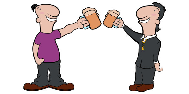 一对卡通人物和啤酒杯图片下载