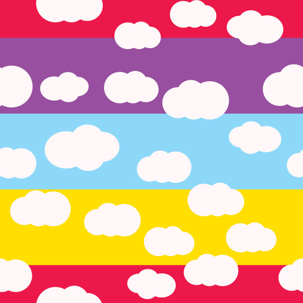 云明亮的颜色无缝图案矢量图片下载