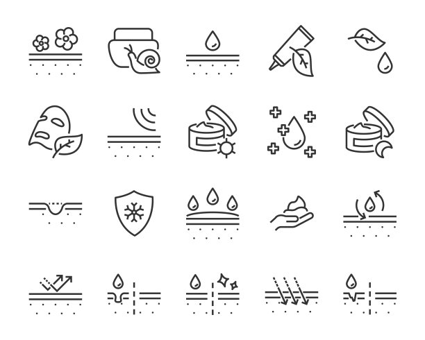 一套皮肤图标，如面部，alovera，凝胶，水分图片下载