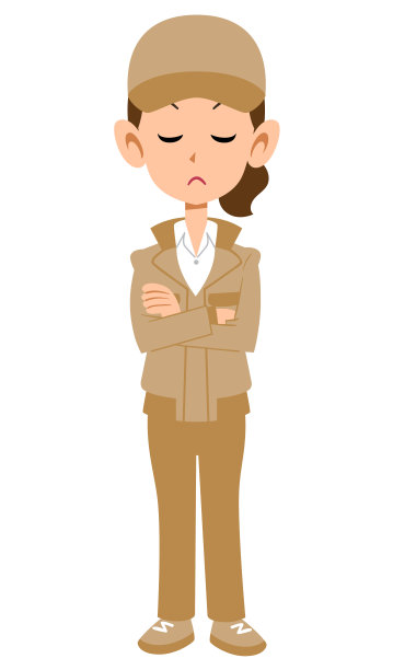 穿着米色工作服的女人在思考图片下载