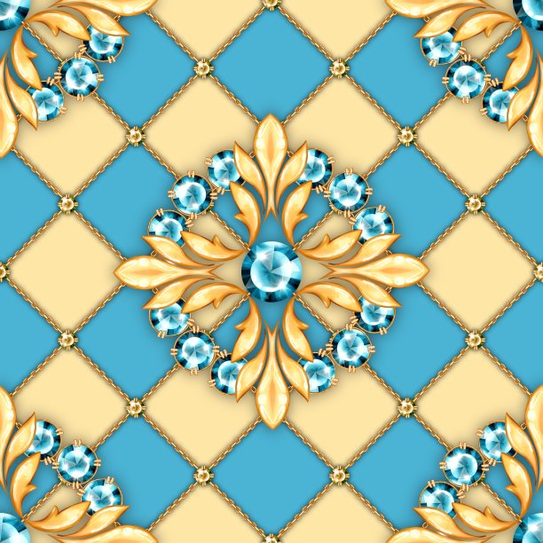 珠宝的背景。无缝图案与圆形宝石图片下载