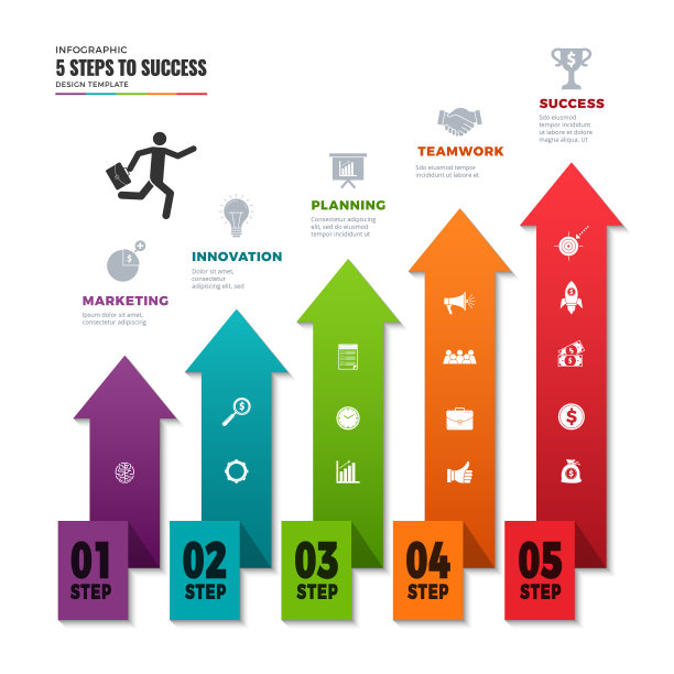 成功的信息。公路图表与道路信息点，商业信息图元素向量模板图片下载