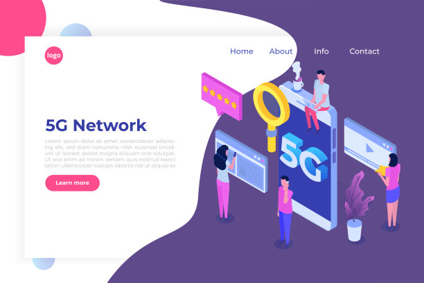 5G网络无线系统，高速移动互联网等距概念。矢量图素材图片