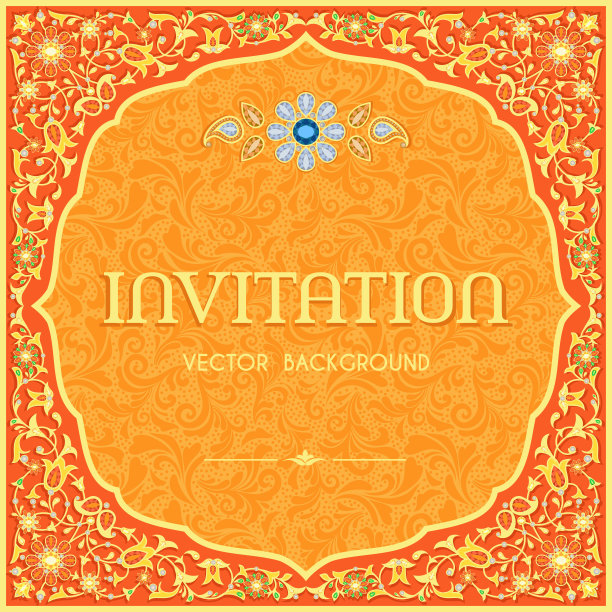 装饰邀请模板在印度，波斯，阿拉伯风格图片下载