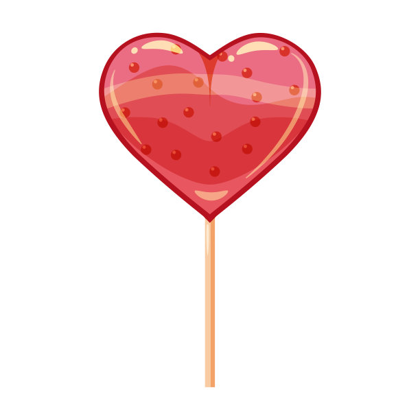 心形棒棒糖甜点图标。甜食图标。详细的棒棒糖图标可以用于情人节艺术设计。矢量横幅，海报，传单，孤立图片下载