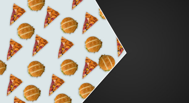 汉堡和披萨的拼贴画图片下载