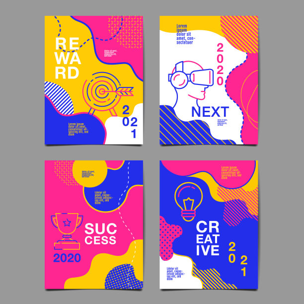 年度报告2020年，2021年，未来，业务，模板布局设计，封面书。矢量彩色，信息图表，抽象平面背景。图片下载