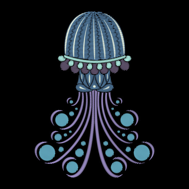 刺绣水母纺织品设计图片下载