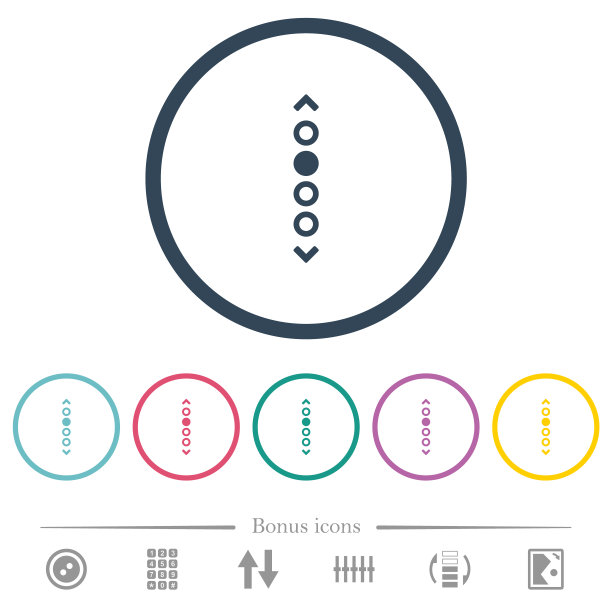 垂直页面导航平面颜色图标在圆形轮廓图片下载