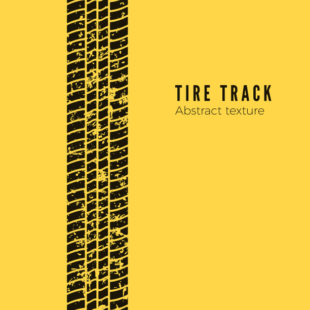 汽车车轮保护器上的污迹。轮胎追踪轮廓。黑色的轮胎。矢量插图孤立在黄色背景图片下载