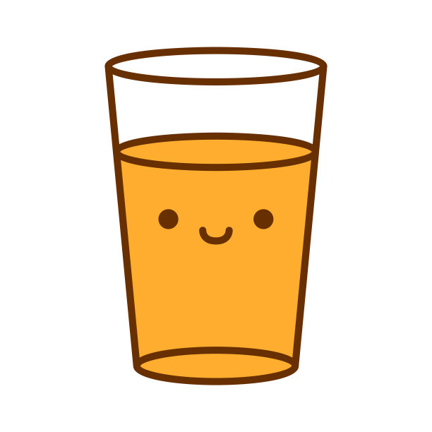 白色背景上孤立的卡通可爱果汁杯图标图片下载