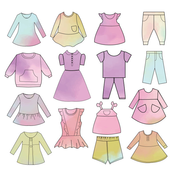 婴儿时尚收藏手绘水彩背景图片下载