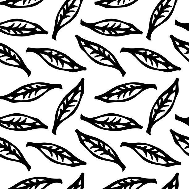 无缝图案的黑色叶子剪影图片下载